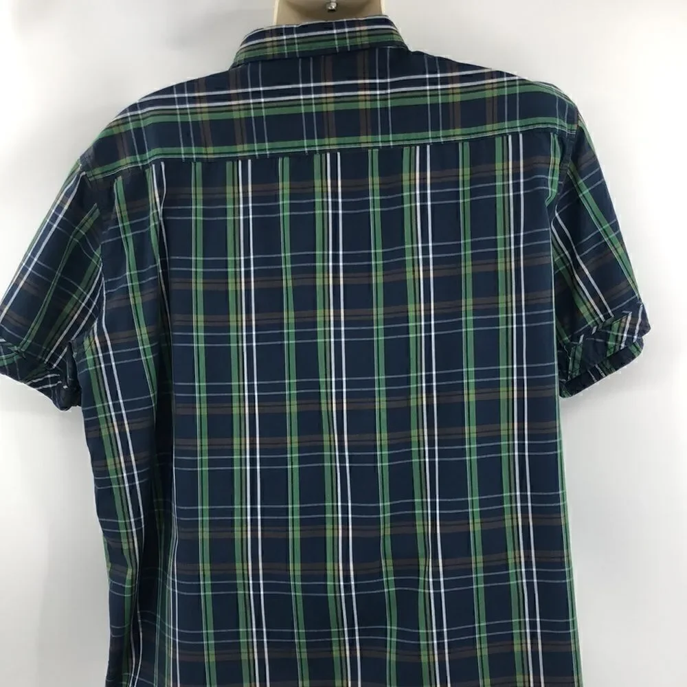 Phat Farm men’s blue green plaid short sleeve shirt Xxl